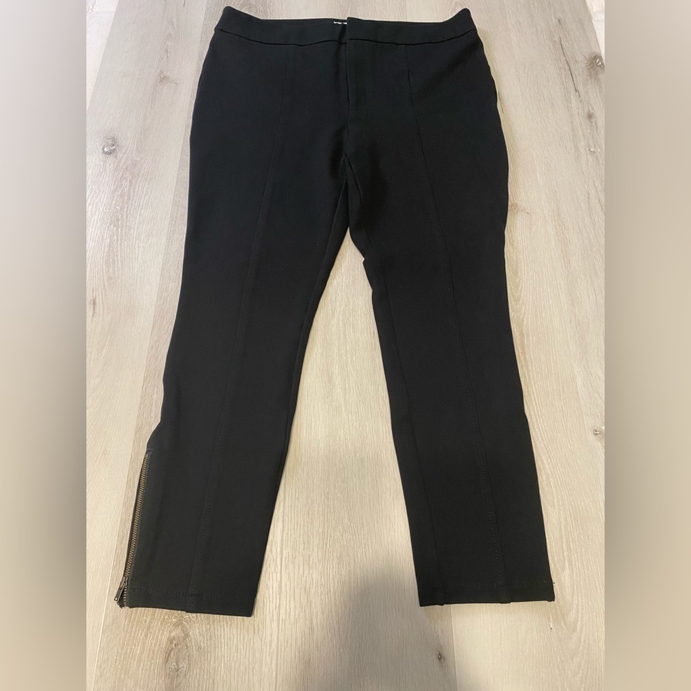 Anthropologie The Essential Slim Pants With Ankle Zip, Black, 34 waist